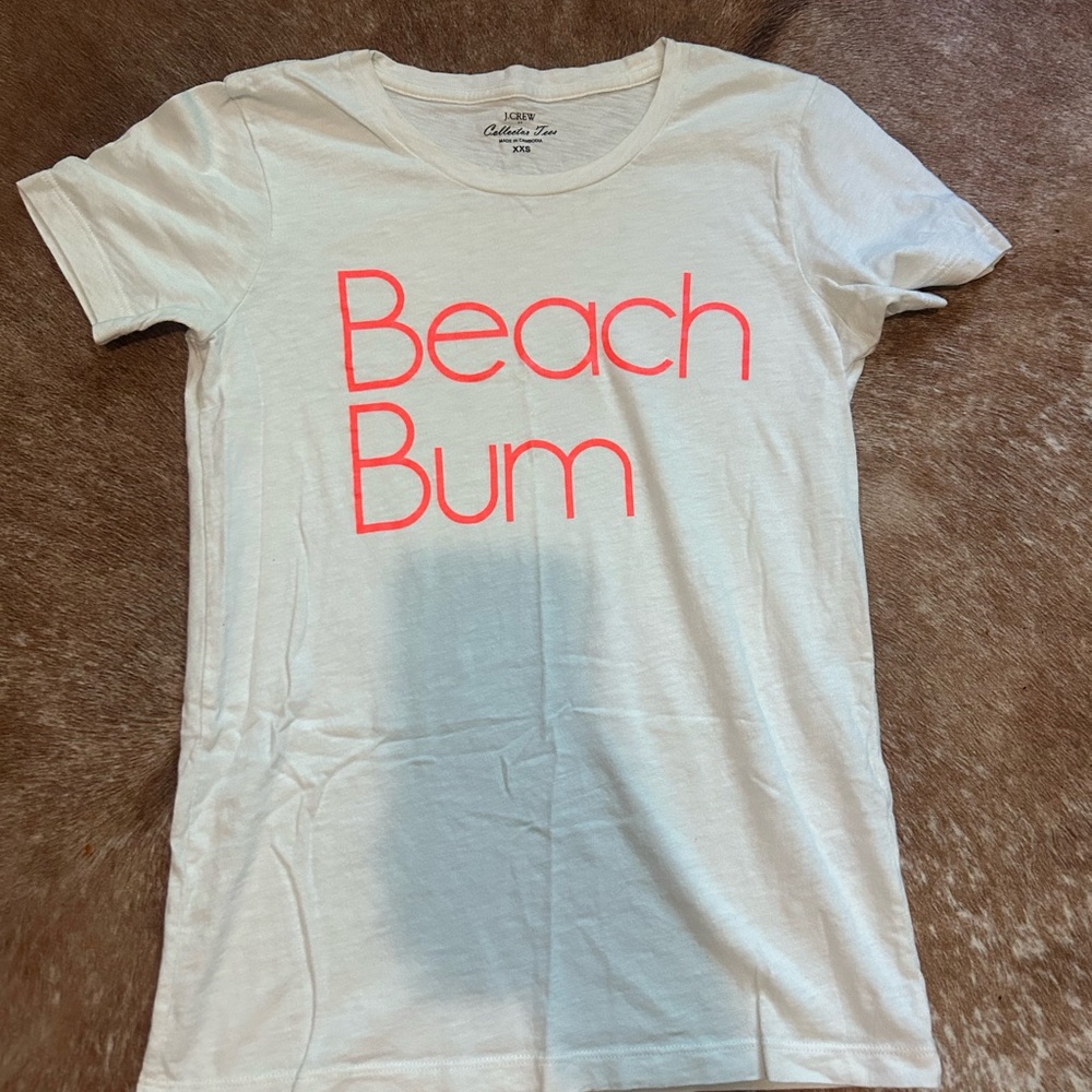 J Crew L7439 NWT Woman's Size XXS Super Cute Neon "Beach Bum" Collector T-Shirt
